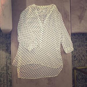 Cream and polka dot dressy blouse